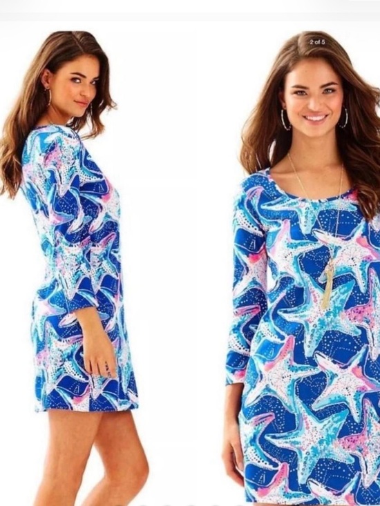 Lilly Pulitzer Dresses & Skirts - 176. Lilly Pulitzer Navy, Pink & Light Blue Starfish Print Tunic